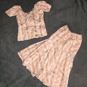 Handmade From Africa Striped Two-Piece Top and Skirt Set